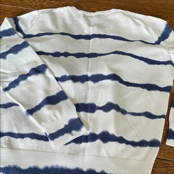 2 Lands’ End Cardigan Sweaters women’s reg large green stripe/blue stripe - Picture 5 of 6